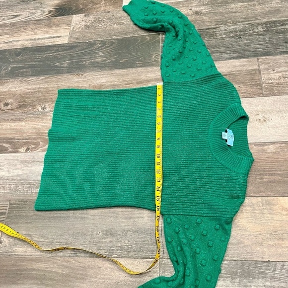Cece Green Bobble Stitch Dot Sleeve Pullover Sweater Mockneck Women’s Size XS - Picture 6 of 8